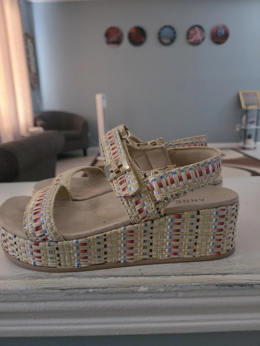 Anne Klein Woven Multi-Color Platform Sandals - Women's